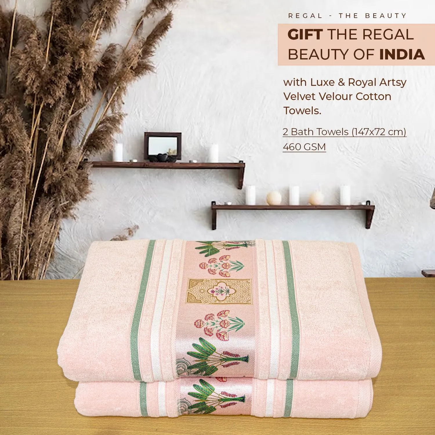 Regal 460 GSM Bath Towels Set Of 2 | Ultra Soft & Highly Absorbent Towels