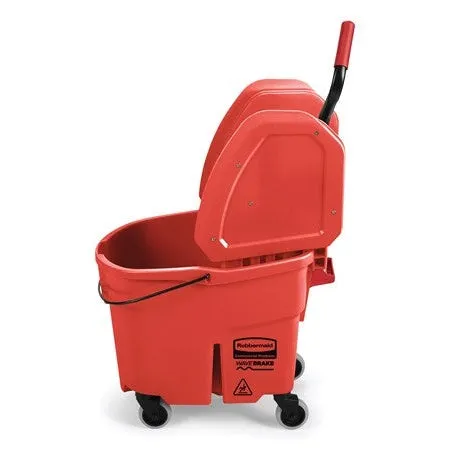 RUBBERMAID WAVEBRAKE MOP BUCKET WITH DOWN PRESS - RED