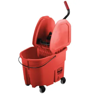 RUBBERMAID WAVEBRAKE MOP BUCKET WITH DOWN PRESS - RED