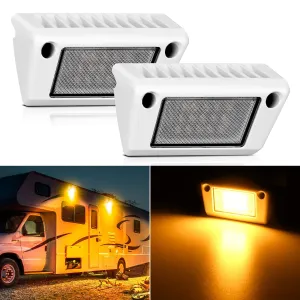 RV Exterior Light 2PCS 5 Inch Amber Beam Porch Lights White Aluminum