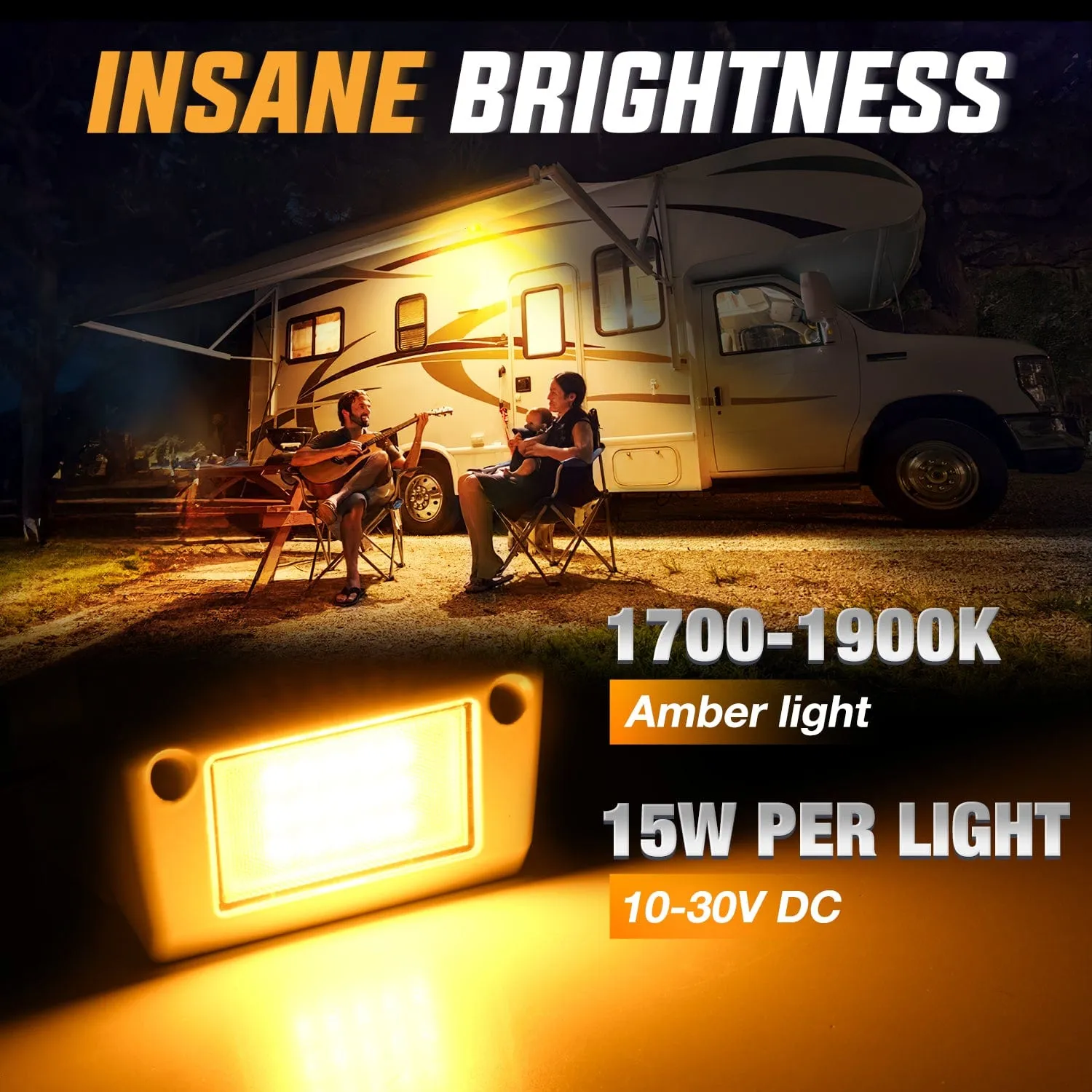 RV Exterior Light 2PCS 5 Inch Amber Beam Porch Lights White Aluminum
