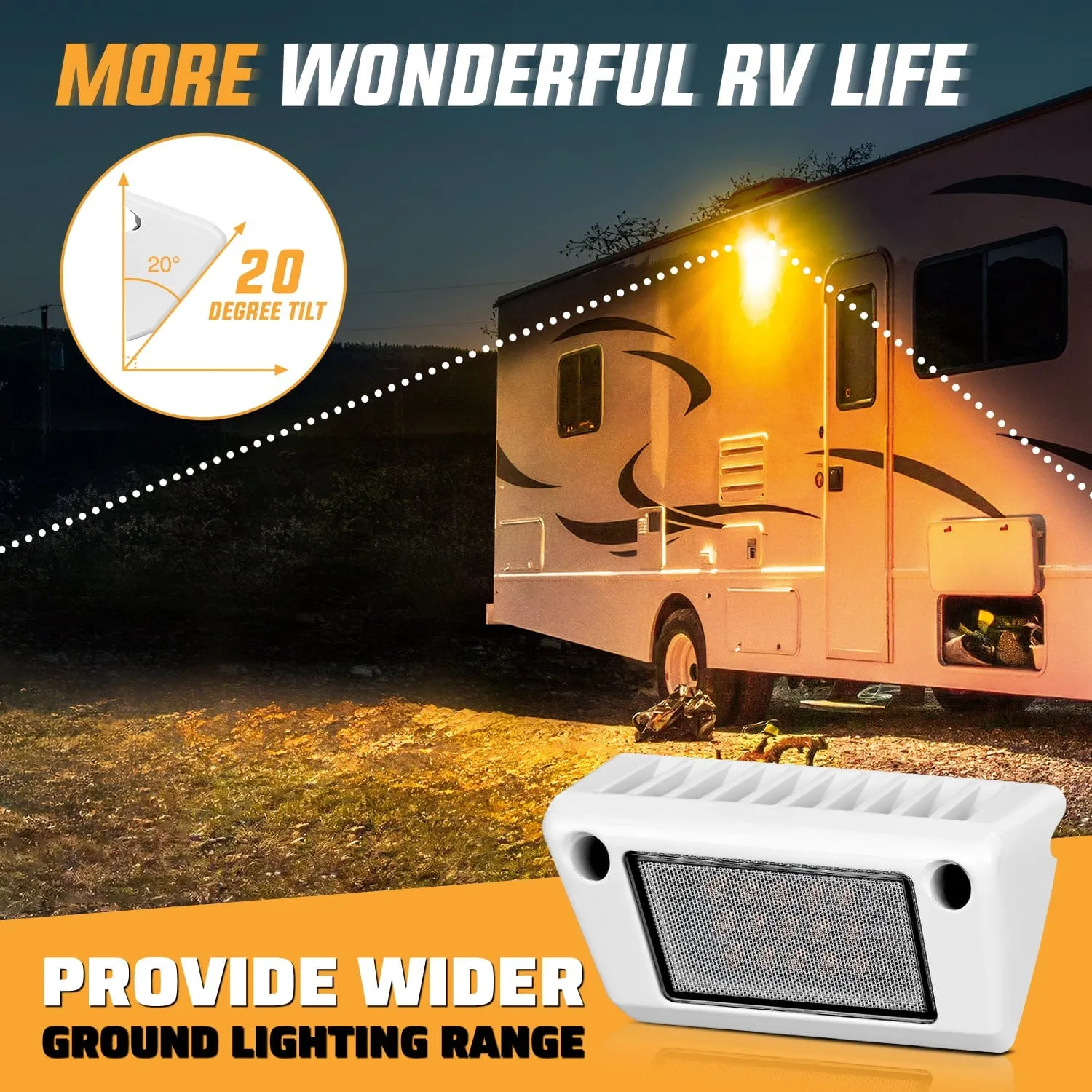 RV Exterior Light 2PCS 5 Inch Amber Beam Porch Lights White Aluminum