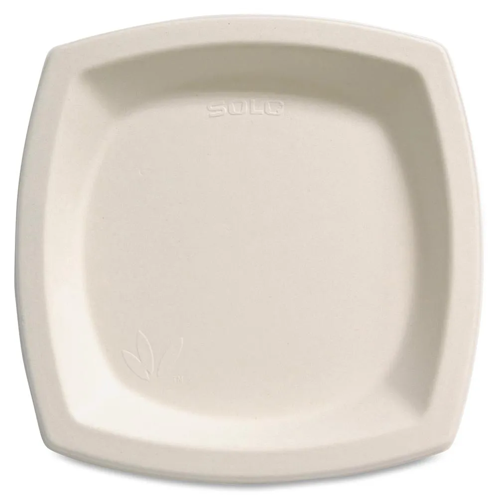 Solo Bare 6-7/10" Eco-Forward Square Plates - 125/Pack - Microwave Safe - Off White