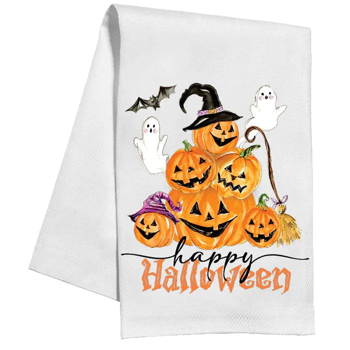Stack of Jack-O-Lanterns Kitchen Towel