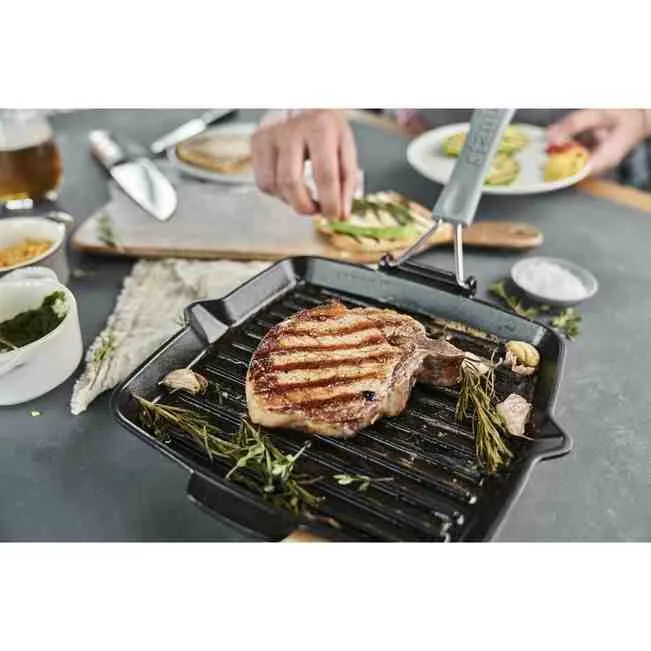 Staub Portable Folding Grill | 9.5 Inch | Matte Black