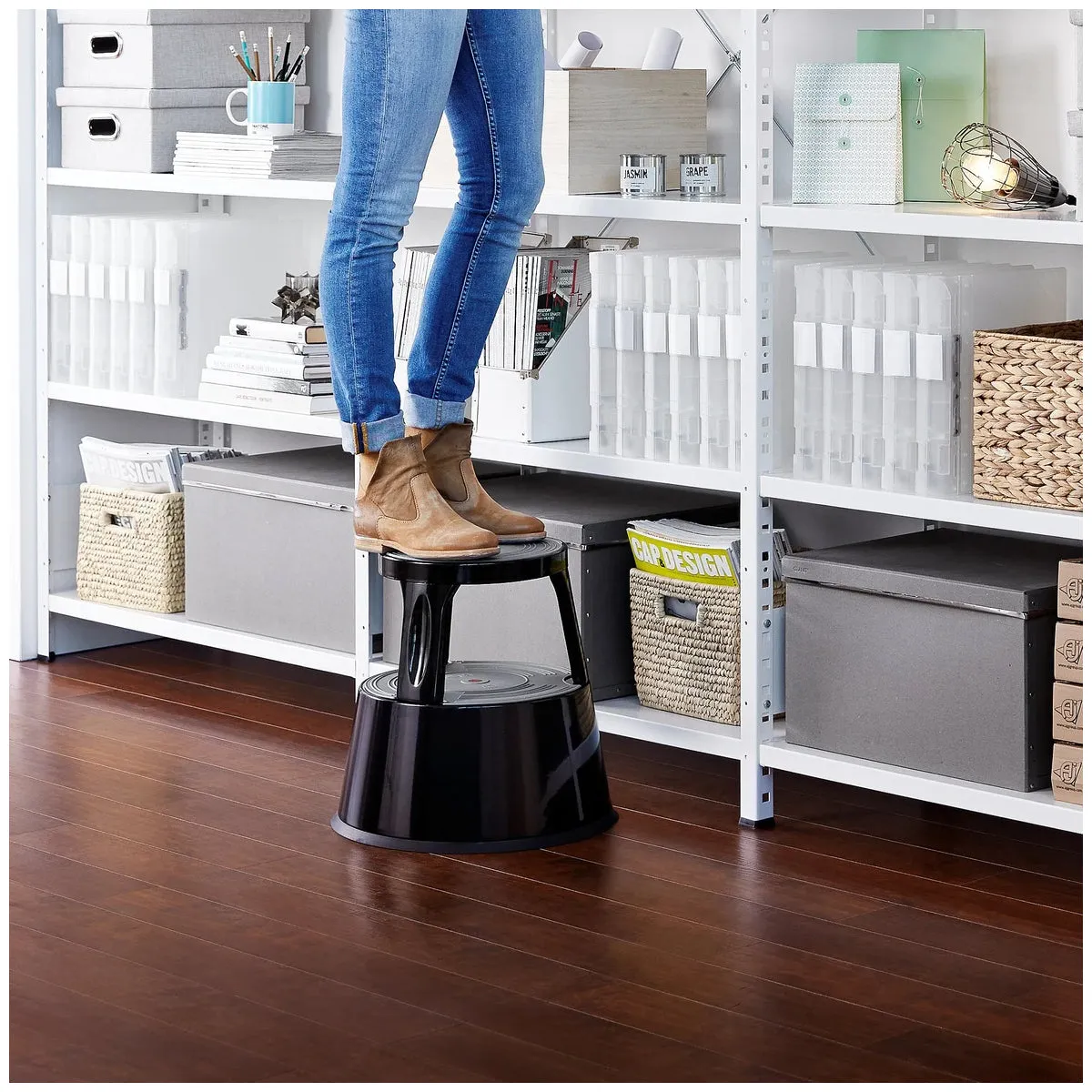Step Stool, Rolling Step Stool, Black