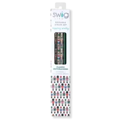 *SWIG Classic Nutcracker   Green Reusable Straw Set