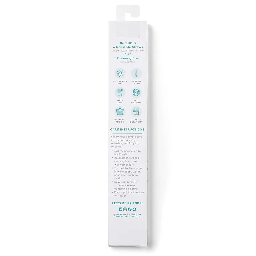 Swig | Disco Cowgirl   Aqua Glitter Reusable Straw Set