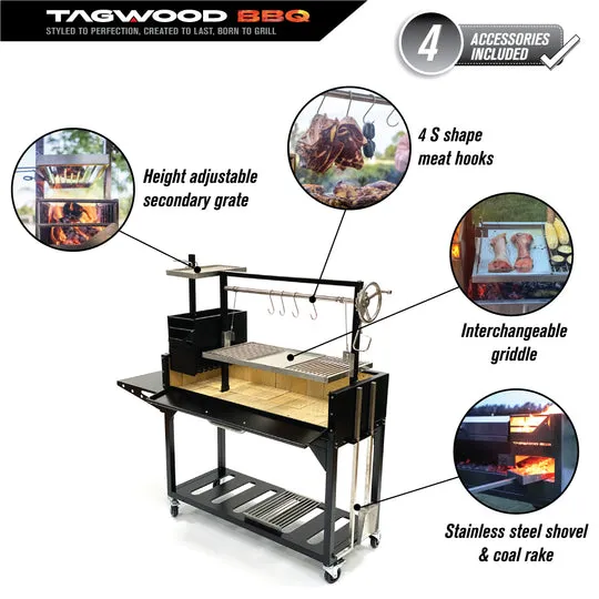 Tagwood BBQ Fully Assembled Argentine Santa Maria Wood Fire & Charcoal Grill - BBQ03SIF