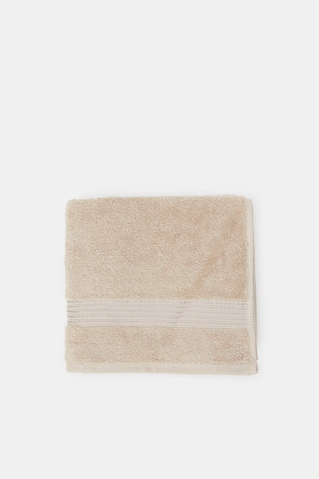 Taupe Soft Cotton Hand Towel With Viscose Border
