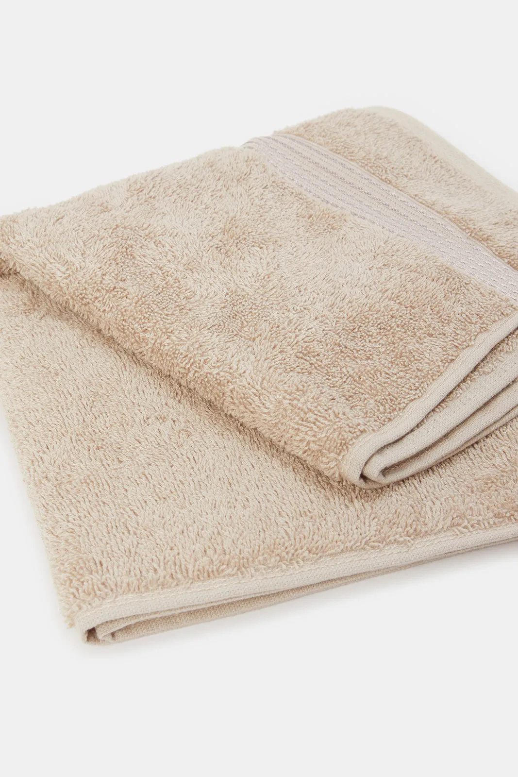 Taupe Soft Cotton Hand Towel With Viscose Border