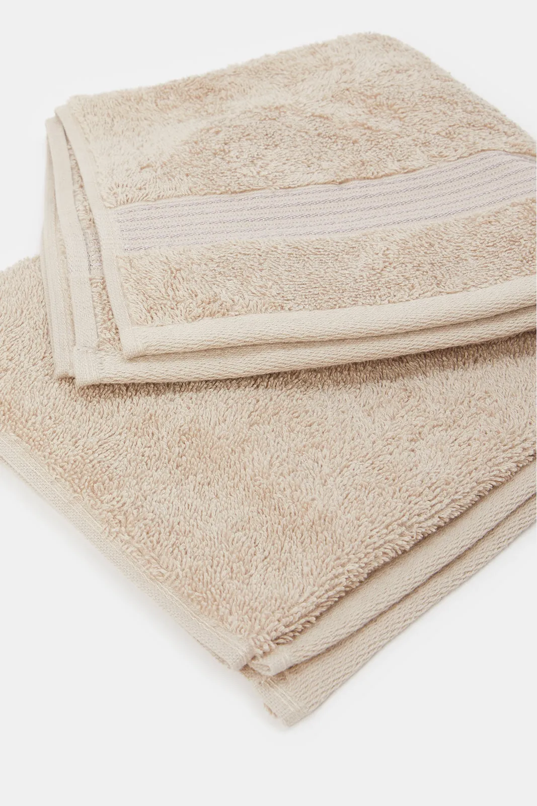 Taupe Soft Cotton Hand Towel With Viscose Border