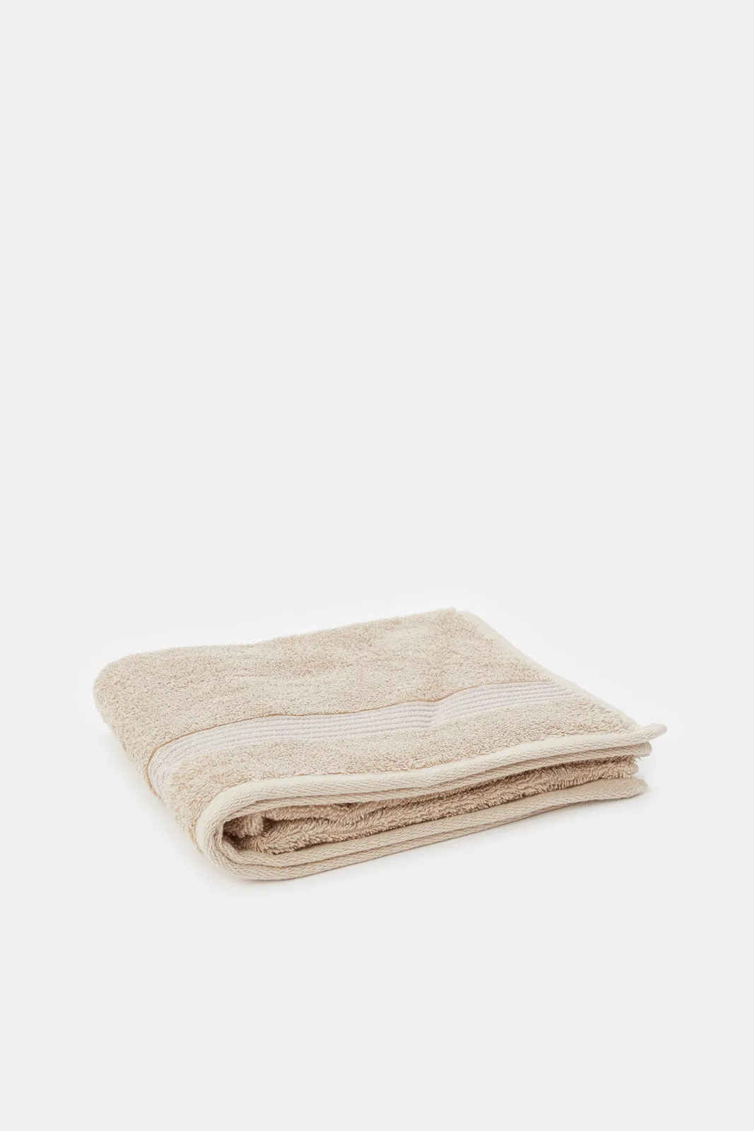 Taupe Soft Cotton Hand Towel With Viscose Border