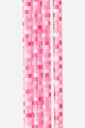 Tumbler Straw Set Check Hot Pink