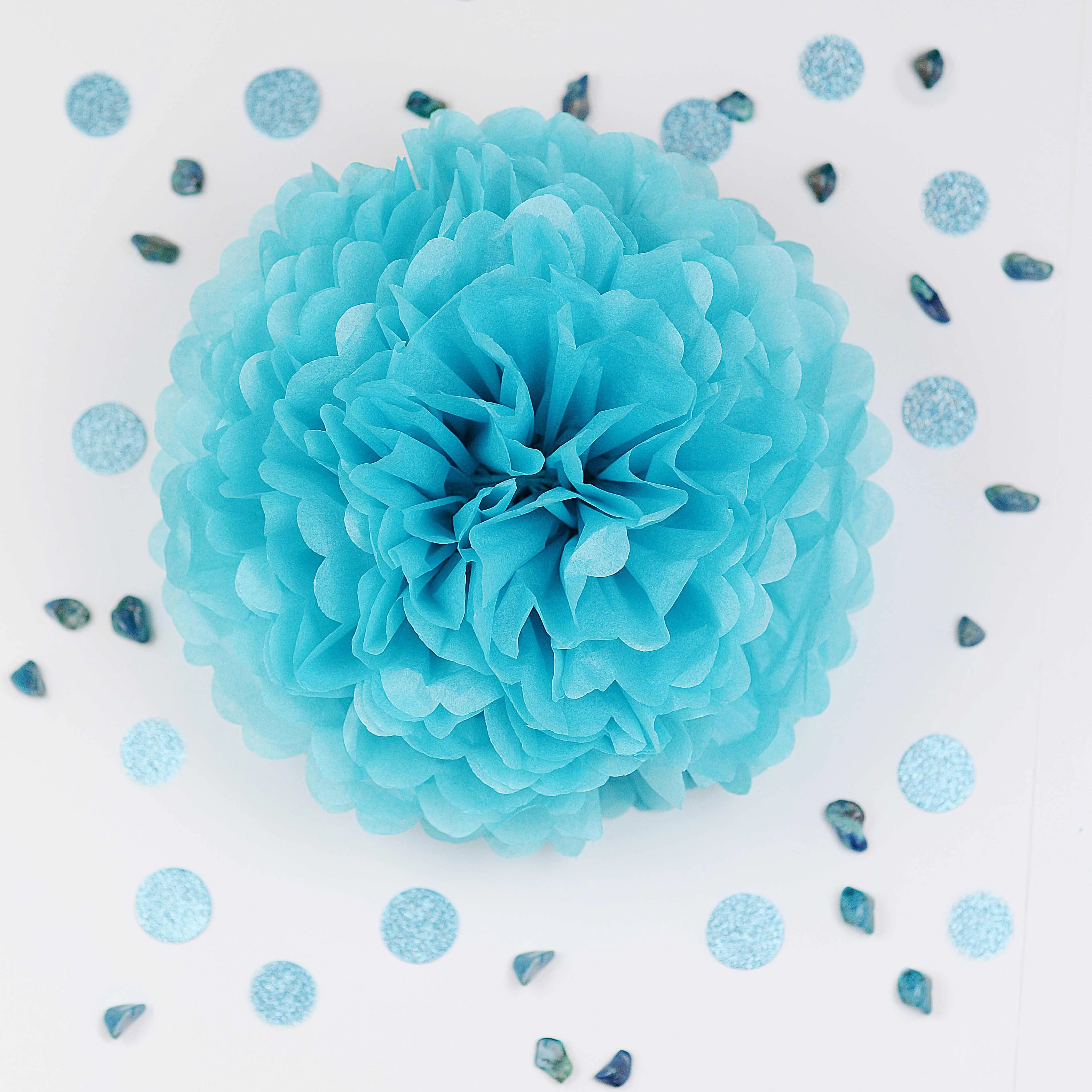 Turquoise tissue paper pom pom
