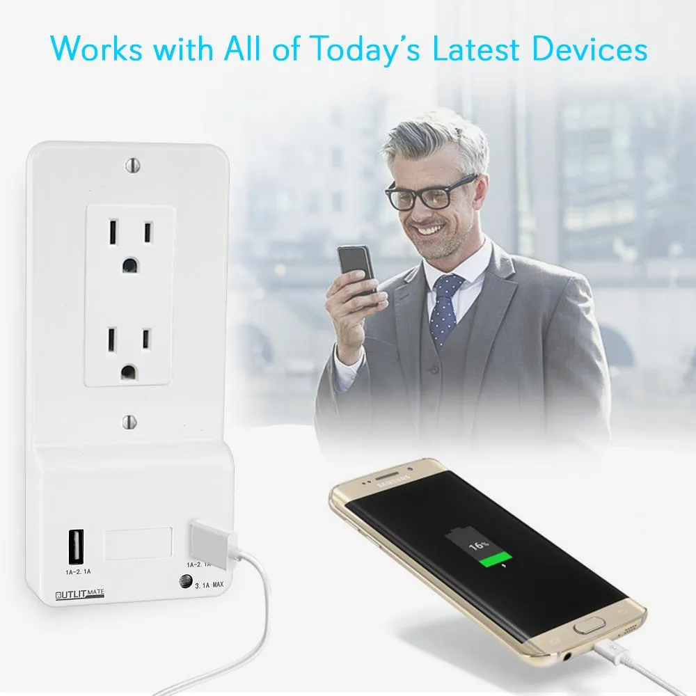 Usb Charge Wall Power Outlet Cover Plate, Snap-On Usb Charging With Built-In Night-Light