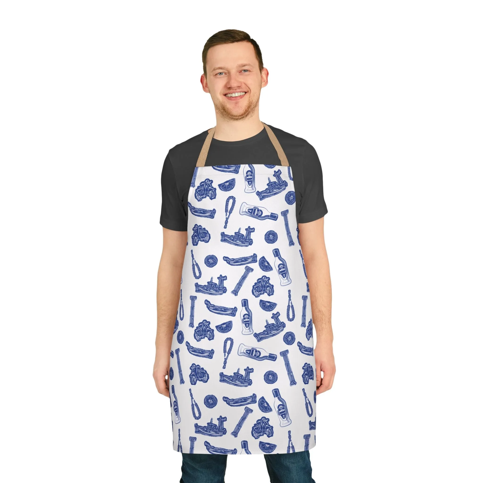 VOSRIO Social Club Blue Cooking Apron with 2-Color Straps