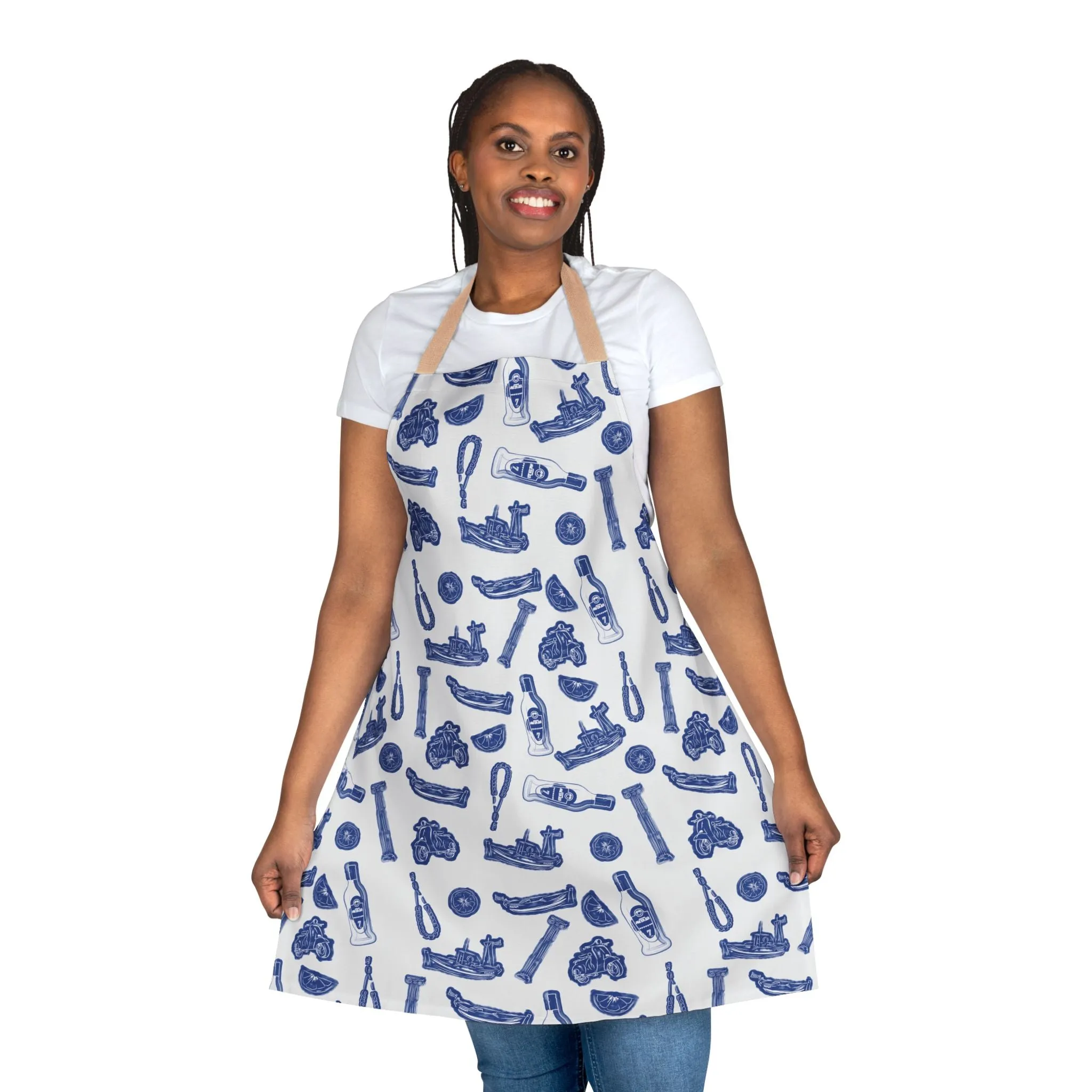 VOSRIO Social Club Blue Cooking Apron with 2-Color Straps
