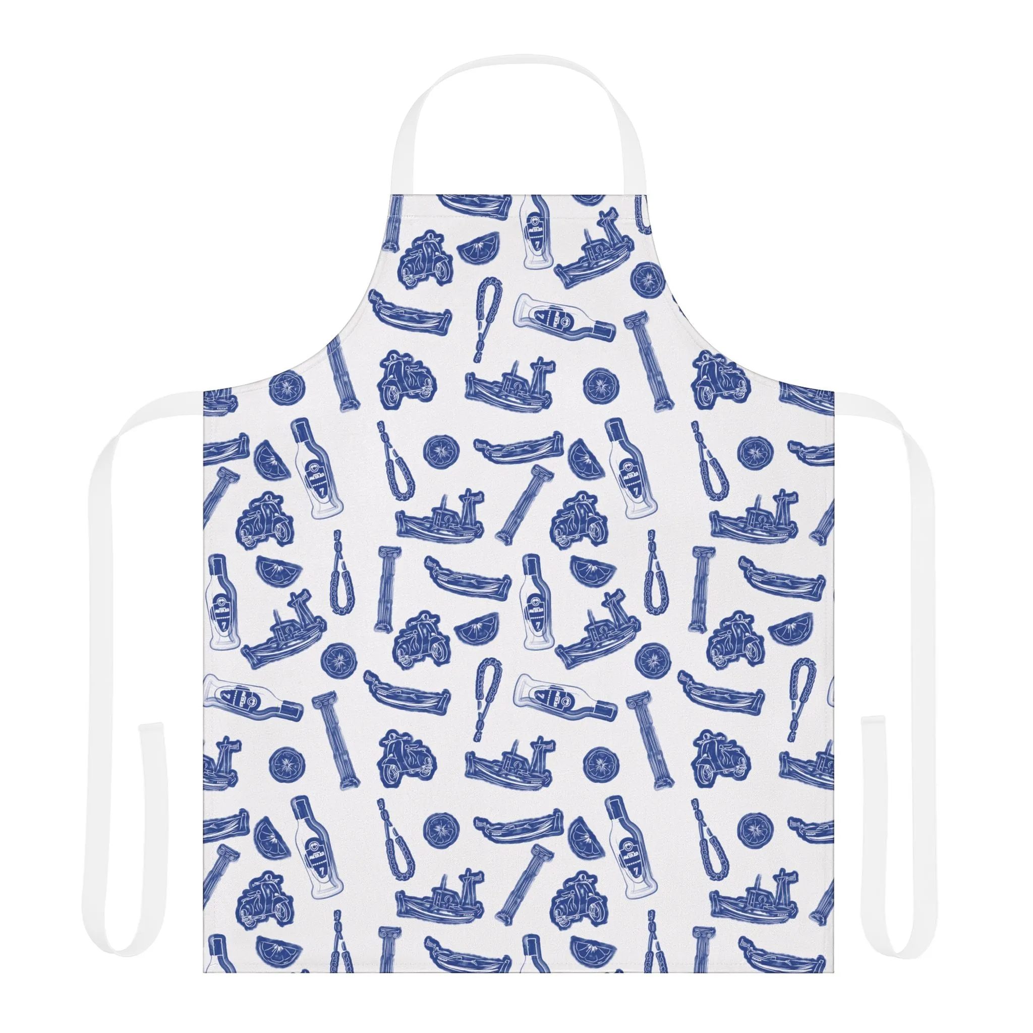 VOSRIO Social Club Blue Cooking Apron with 2-Color Straps
