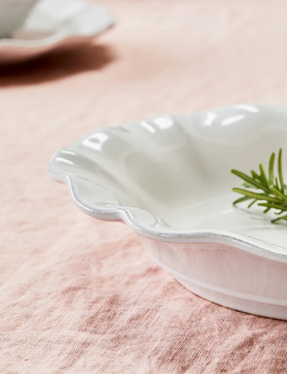White Scalloped Edge Pasta Bowl