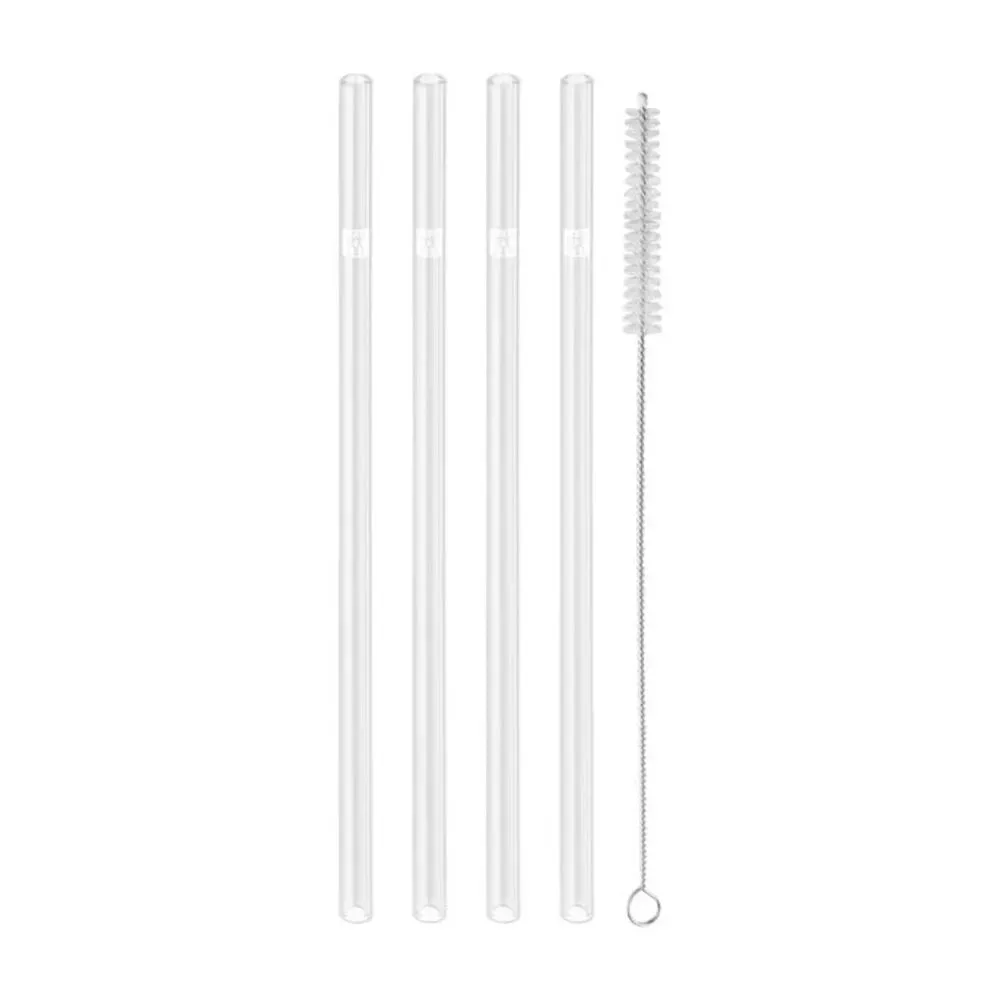 Zwilling 1009739 Sorrento Straight Glass Straw Set, Clear, 4 Pcs