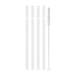 Zwilling 1009739 Sorrento Straight Glass Straw Set, Clear, 4 Pcs